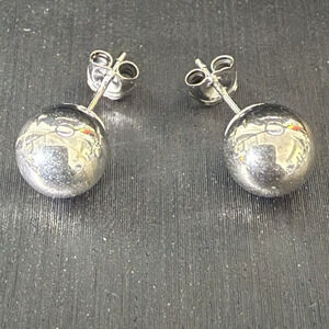 Jewelry Solid 7mm 14k White Italian Gold Push Back Ball Stud Earrings